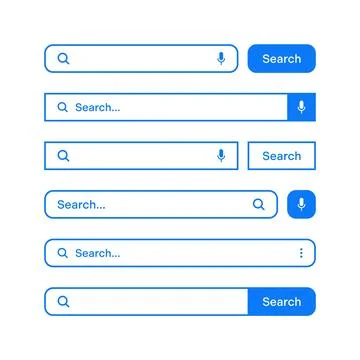 Various search bars with outline border. Internet browser engine with search box Stock Illustration