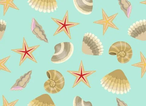 Various seashells pattern Stock Illustration