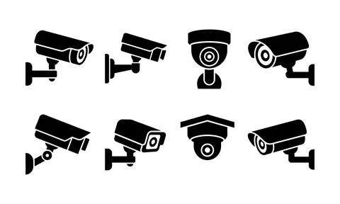 Various security camera designs for modern surveillance system installations. Stock Illustration
