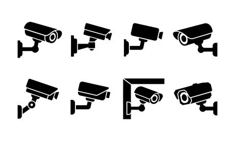 Various security camera equipment designs for modern surveillance systems. Stock Illustration