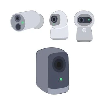 Various security cameras with facial recognition technology Stock Illustration