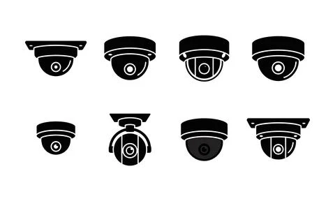 Various security surveillance dome cameras designed for monitoring private .. Stock-Illustration
