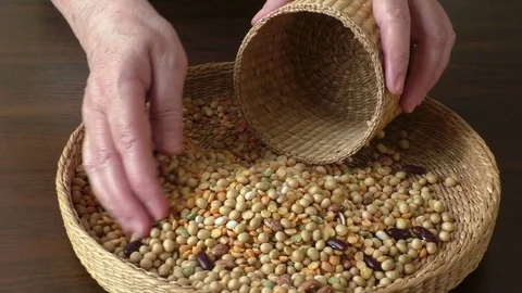 Various seeds in the basket Video stock 76837058