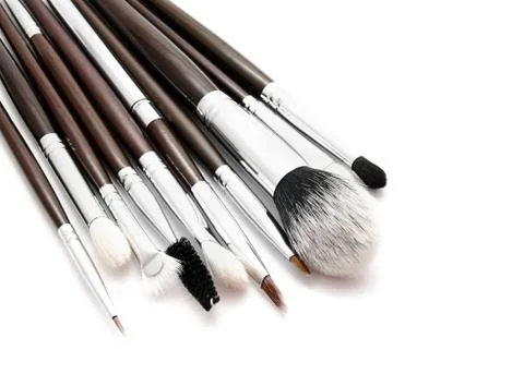 Various set of professional makeup brushes isolated Stock Photos