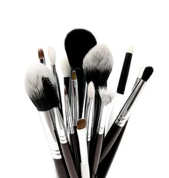 Various set of professional makeup brushes isolated Stock Photos