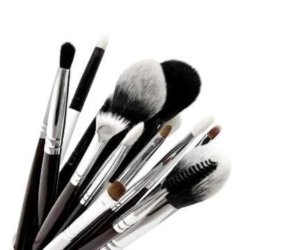 Various set of professional makeup brushes isolated Stock Photos