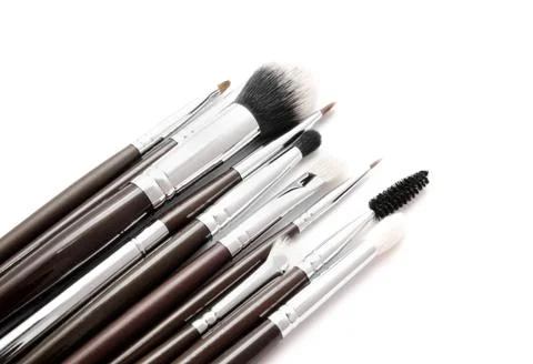 Various set of professional makeup brushes isolated Stock Photos