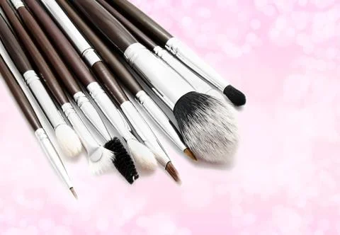 Various set of professional makeup brushes Stock Photos