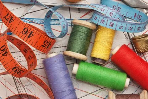 Various sewing accessories in the scheme Stock-Fotos