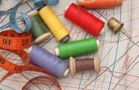 Various sewing accessories in the scheme 스톡 사진