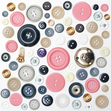 Various sewing button isolated on white background Stock Photos