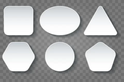 Various Shape Blank White Buttons Set Stock Illustration