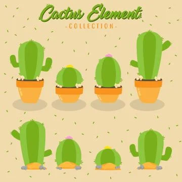 Various shape of cactus vector design collection Stock Illustration