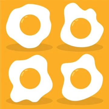 Various shape of tasty fried eggs vector design Stock Illustration