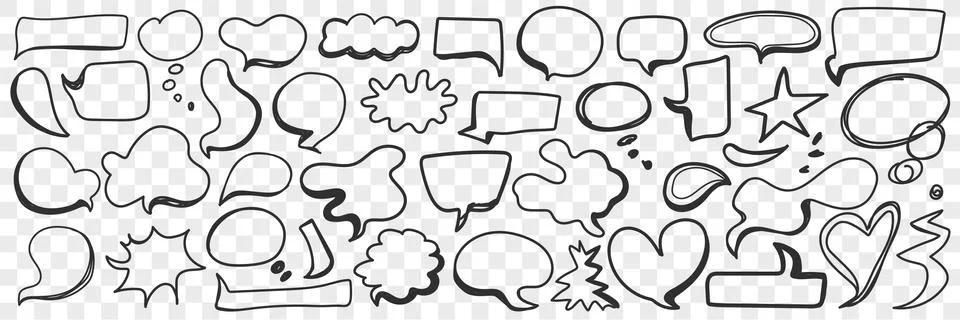 Various shapes of chat bubble doodle set イラスト素材