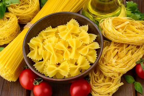 Various shapes of pasta Stock Photos