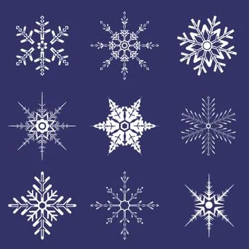 Various shapes of snowflakes Stock Illustration