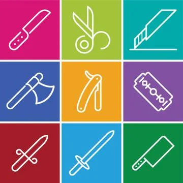 Various Sharp Objects And Weapons Stock Illustration