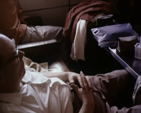 Various shots of a ferry interior, people resting and dining, UK 1965 Stock Footage 132326962