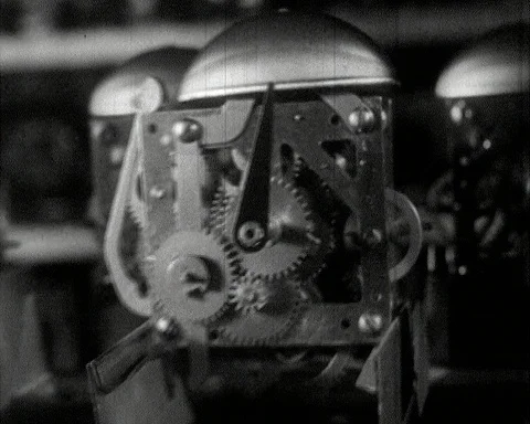 Various shots of Scottish clock manufacturing and export, Scotland 1950s Stock Footage 146079311