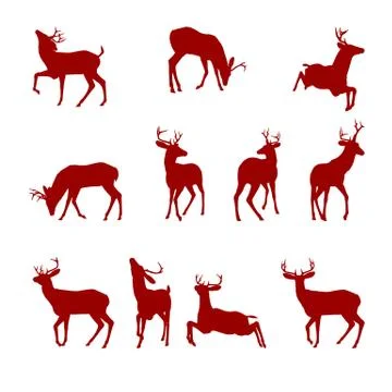 Various Silhouettes of Deer Stock Illustration