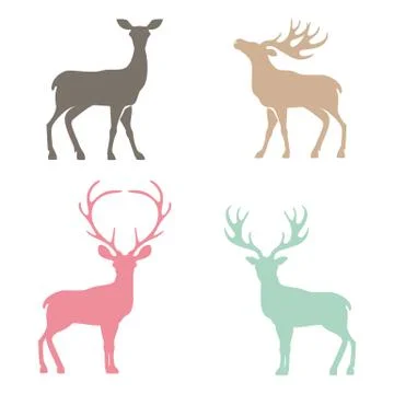 Various silhouettes of deer Stock Illustration