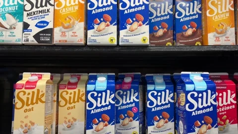 Various Silk plant based milk Stock Footage 313554381