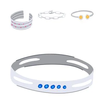 Various silver bracelets and bangles jewelry accessory collection Stock Illustration