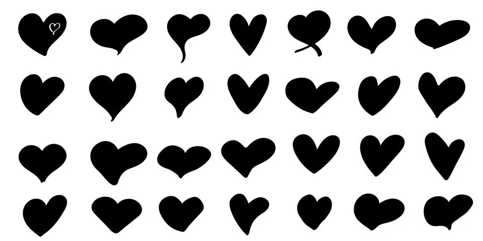 Various simple red vector heart love icon Stock Illustration