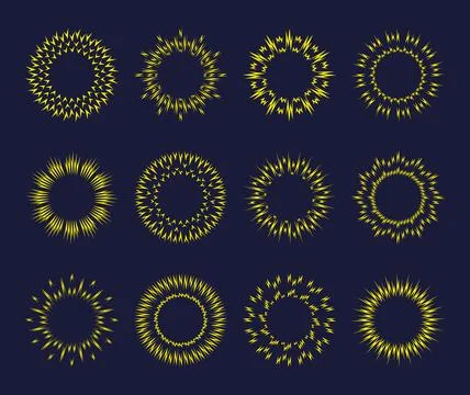 Various simple vector fireworks design element set Stock Illustration