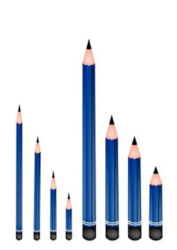 Various Size of Sharpened Pencils on White Background Stock Illustration