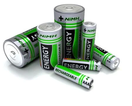 Various sized NiMH Batteries Stock Illustration
