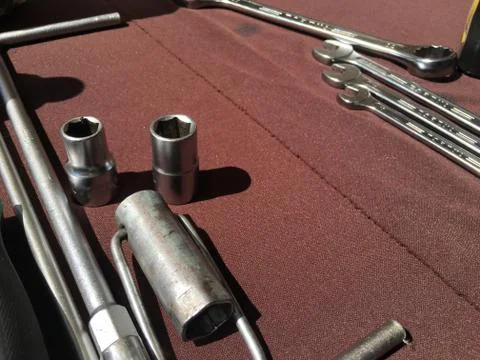 Various sizes of spanner tools. Stock Photos