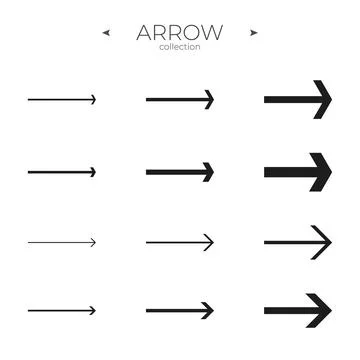 Various sketchy Doodle Arrows. Hand drawn simple symbols. Grunge texture. Color Stock Illustration
