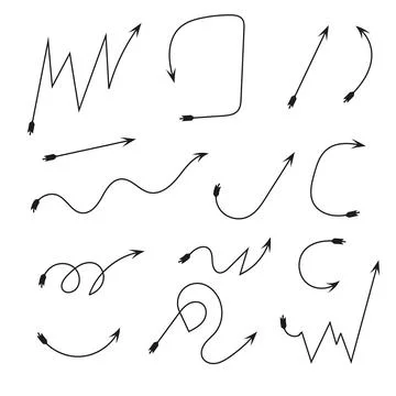 Various sketchy Doodle Arrows. Hand drawn simple symbols. Freehand colorful Stock Illustration