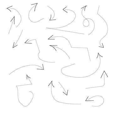 Various sketchy Doodle Arrows. Hand drawn abstract Vector set. Direction Stock Illustration
