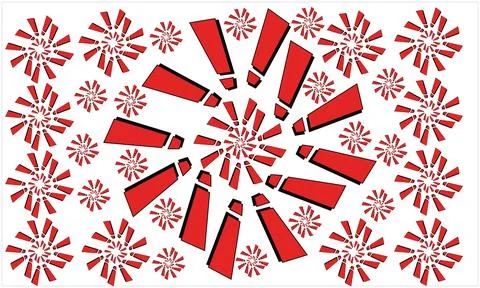 Various small and big red flower in round shape make artwork on white backg.. Illustrazione stock