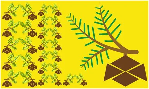 Various small and big set of three brown and green leaf together make artwo.. Stock Illustration
