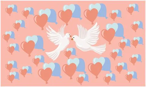 Various small and big set of three heart together in brown, blue and cyan c.. Illustrazione stock