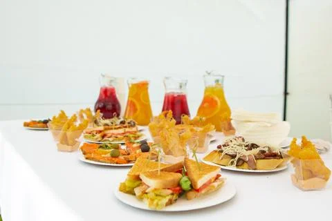 Various snacks on the table Stock Photos