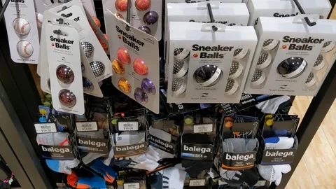 Various Sneaker Balls Available for Purchase Stock Footage 150768855