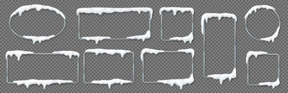 Various Snow Covered Frames on Transparent Background Stockillustratie