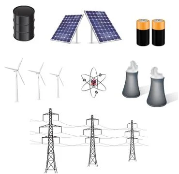 Various sources of energy vector illustration Illustrazione stock