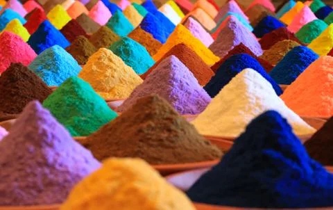 Various spices selection.  multicolored powder dyes Stock Photos