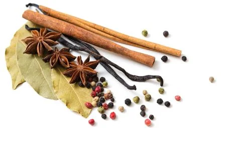 Various spices on white Stock Photos