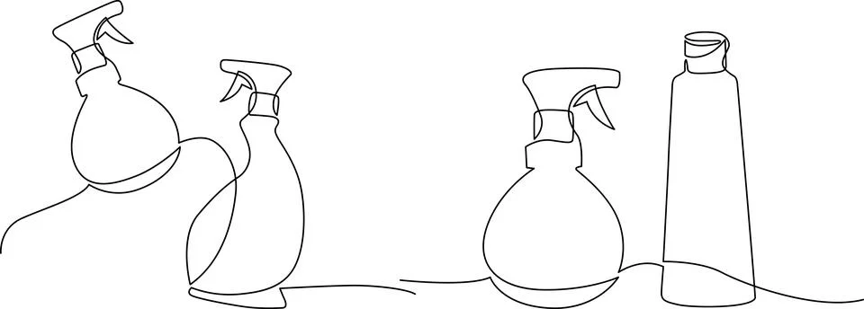 Various spray bottle designs with different nozzle and body shapes Vector Stock Illustration