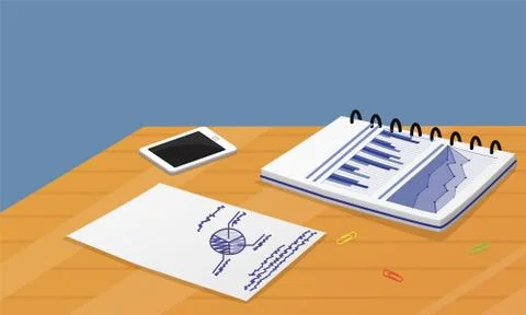 Various Statistical Charts Information and Phone 스톡 일러스트