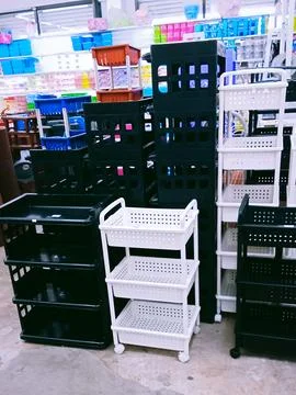 Various storage trolley racks Stock Photos