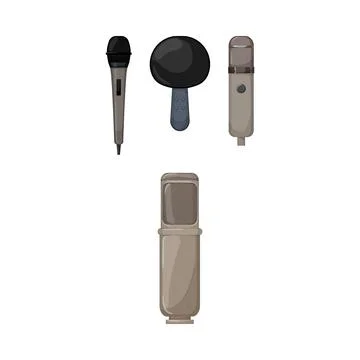 Various studio and stage microphones for audio recording Illustrazione stock