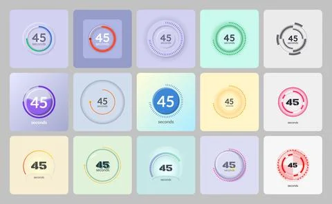 Various style circular countdown timer set Stock Illustration